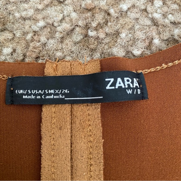 Zara Faux Suede Long Jacket Coat Brown - Picture 5 of 9